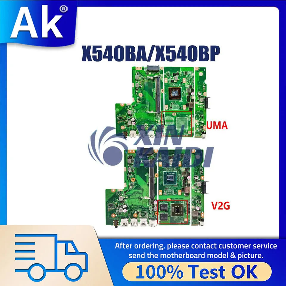 Zadná doska pre notebook pre notebook ASUS X540B X540BP X540BA A540B LAPTOB s základnou doskou s E2 A4 A6 A9 CPU 100% Test OK OK