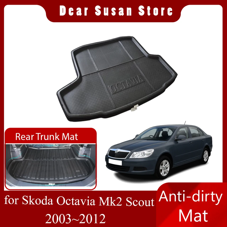 Zadná rohoza pre kmeňa pre kmeň pre skod Octavia Mk2 1Z Scout Liftback 2003 ~ 2012 2012 Foot Lup Luggage Tray Pad Pad Boot Carg Cover Accessories