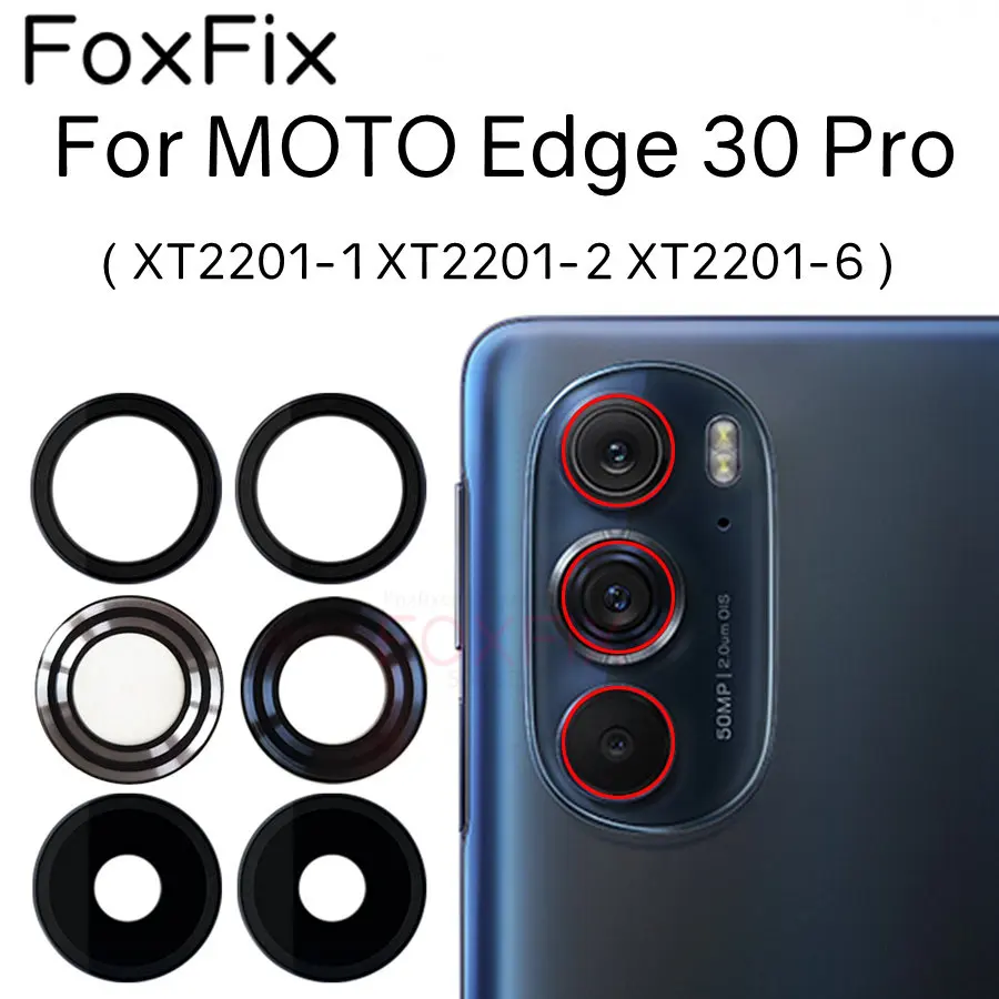 Zadná sklenená šošovka pre sklenenú kameru pre Motorola Edge 30 Pro Moto Edge Plus 2022 Výmena lepidlom XT2201-1 XT2201-2 XT2201-6