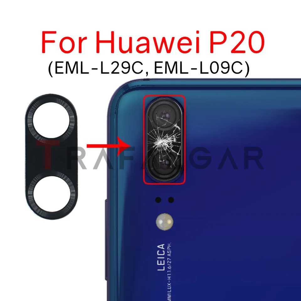 Zadná sklenená šošovka pre zadnú kameru pre Huawei P20 EML-L29C EML-L09C Výmena nálepky lepidla