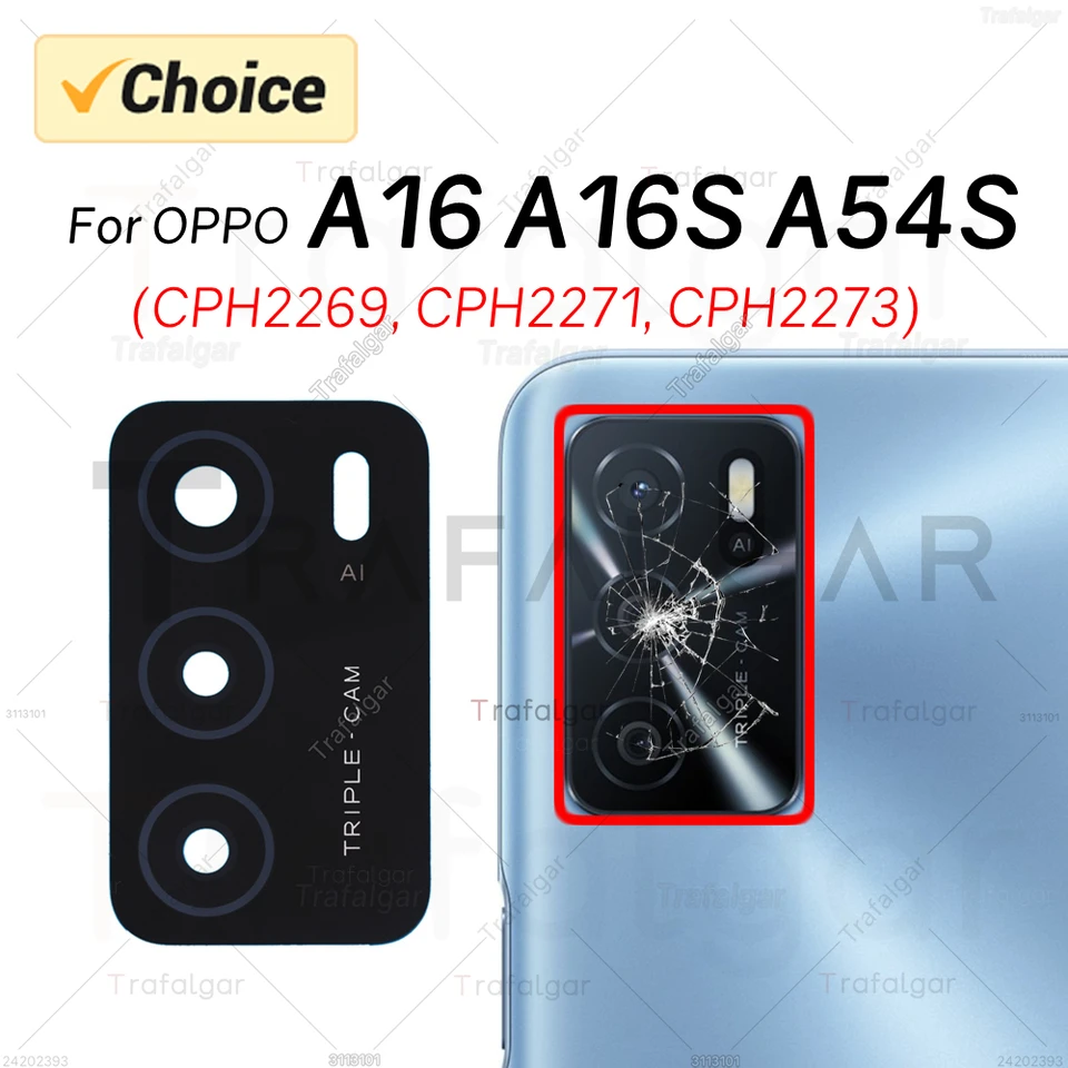 Zadná sklenená šošovka pre zadnú kameru pre OPPO A16 A16S A54S CPH2269 CPH2271 CPH2273 Výmena lepiacou nálepkou