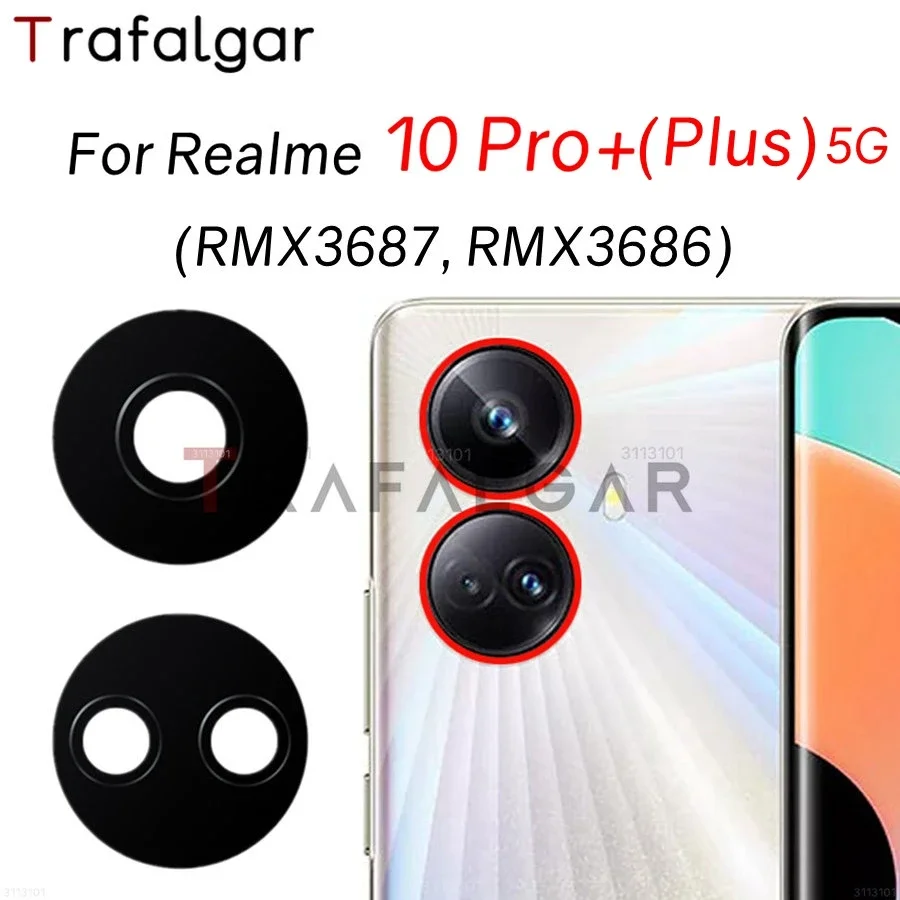 Zadná sklenená šošovka pre zadnú kameru pre Realme 10 Pro+ Plus 5G RMX3686 RMX3687 Výmena lepiacou nálepkou