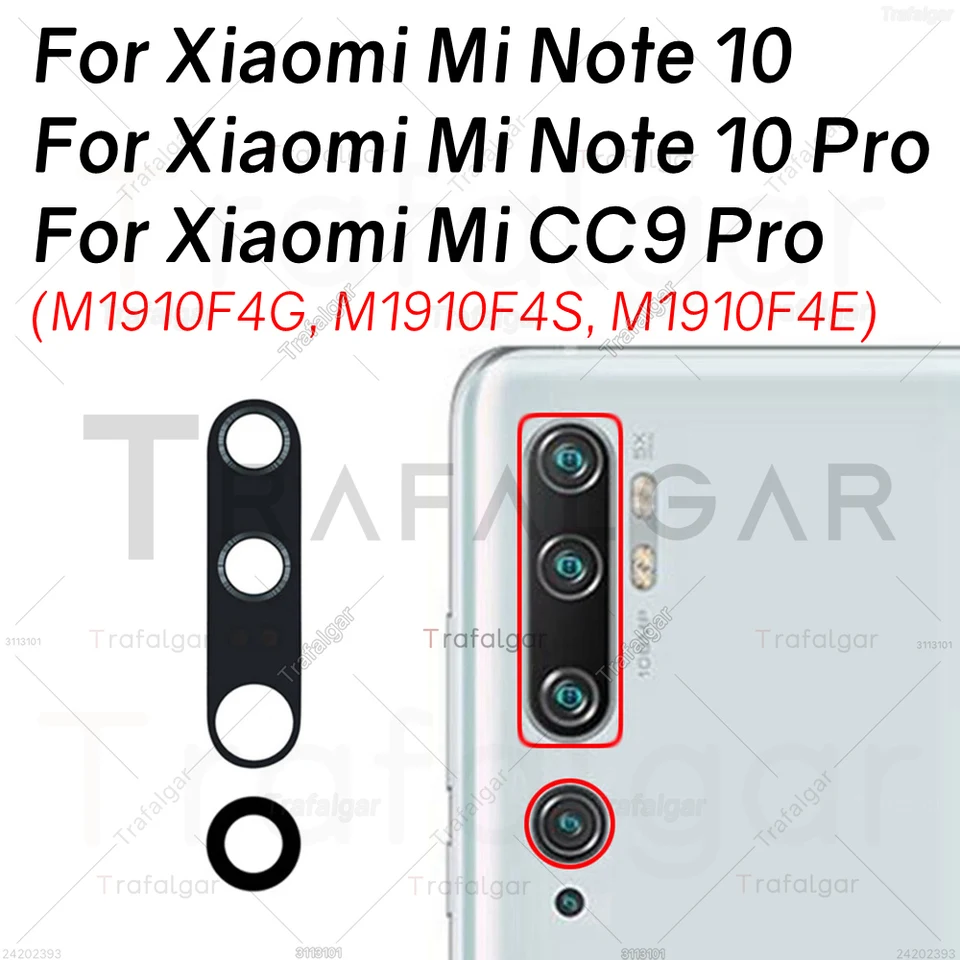 Zadná sklenená šošovka pre zadnú kameru pre Xiaomi Mi Poznámka 10 Pro Cc9 Pro M1910F4G M1910F4S M1910F4E Výmena nálepky lepidla