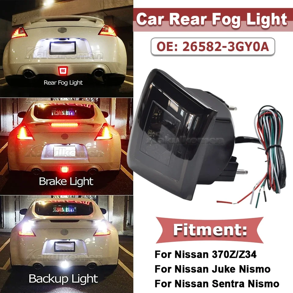 Zadné hmlové svetlo nárazníka s automobilom pre Nissan 370Z Juke Nismo poháňané červenou LED ako brzdou/zadnou hmlou a bielym LED ako záložná reverzná reverzná