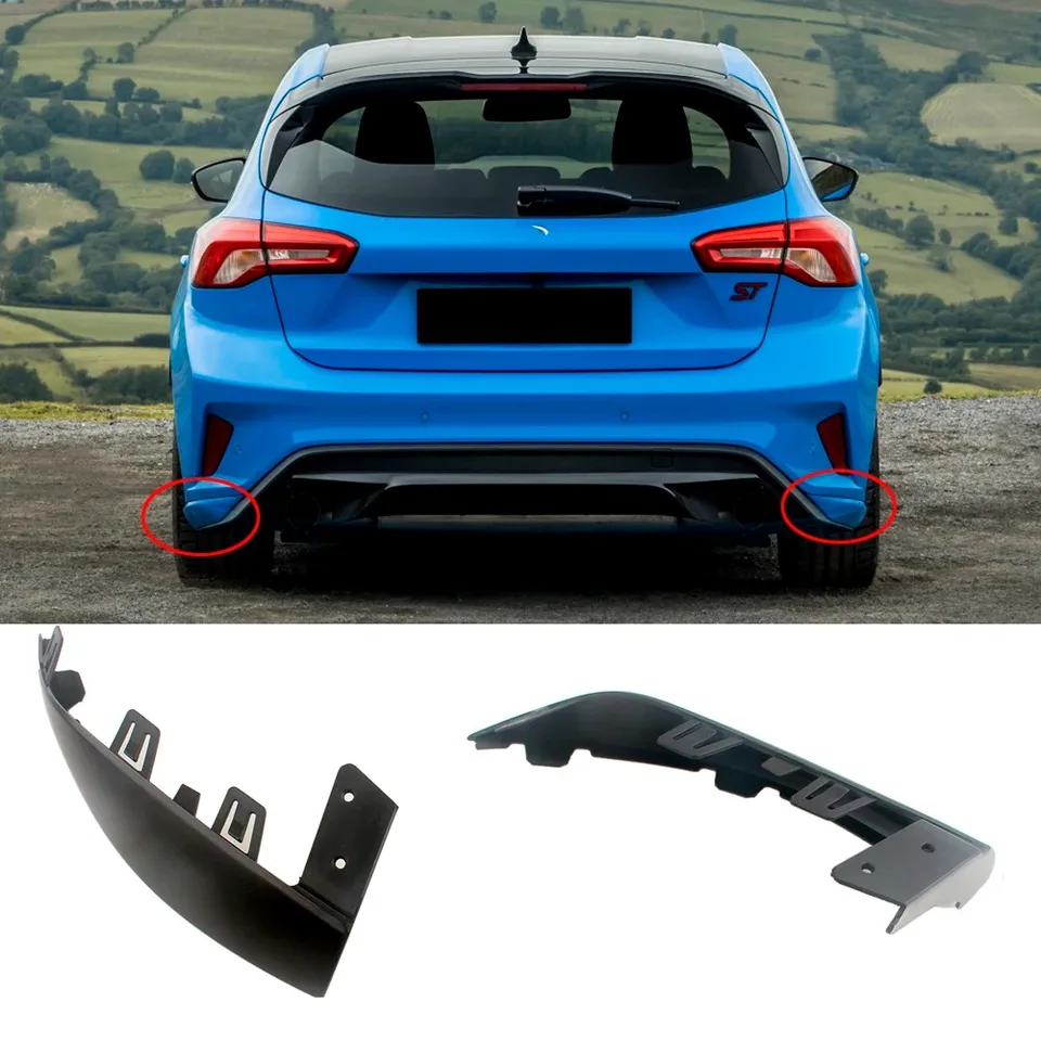 Zadné pery nenatreté diery difúzora Bumper Difuser Fit for Ford MK4 Focus 2019 2020 ST Double Pipe Hole