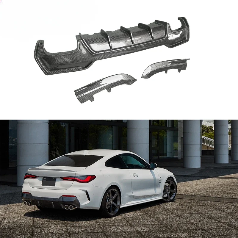 Zadný difúzor z uhlíkového vlákna pre 3D štýl pre BMW 4 séria G22 G23 M-Sport M440I 2 Dverový zadný nárazník Splitter Lip Spoiler