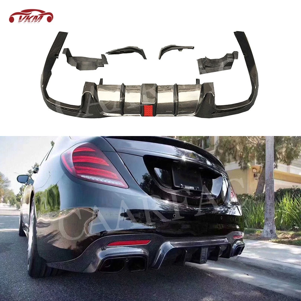 Zadný difúzor z uhlíkových vlákien s chvostom trroa pre benzovu triedu W222 S63 S65 AMG B Štýl 2018 2019 FRP Black Auto Car Decotions