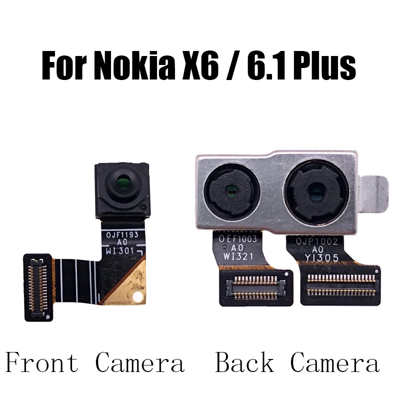 Zadný hlavný fotoaparát s chrbtom, veľký fotoaparát a predný fotoaparát pre Nokia X6 / 6.1 Plus / TA1099