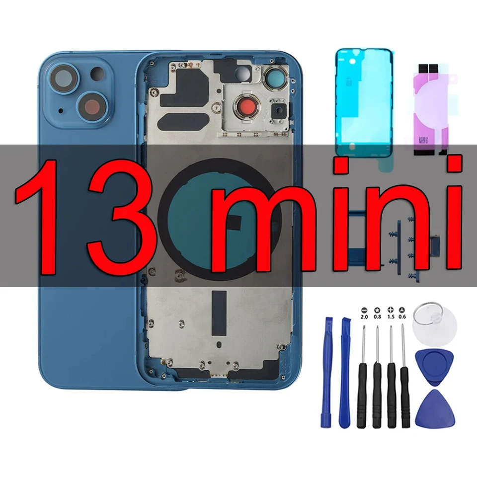 Zadný kryt OEM pre iPhone 13 Mini puzdro Výmena krytu krytu batérie podvozok s bočnými tlačidlami+SIM Tray pre iPhone 13mini