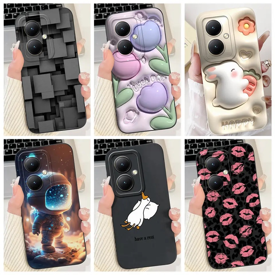 Zadný kryt pre vivo Y27 Y36 4G 5G Y78 Y78+ Y78 plus 5G Coque Women Fashion Cuktoon Puzdro pre karikatúru Soft Silikone Etui Vivo Y27S