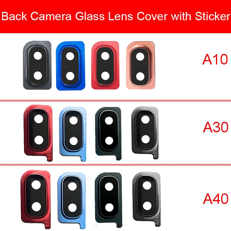 Zadný sklenený objektív pre Samsung Galaxy A10 A20 A30 A30 A105FD A305F A405FD A405FN Hlavná zadná kamera Lens Glass + Opravy nálepiek