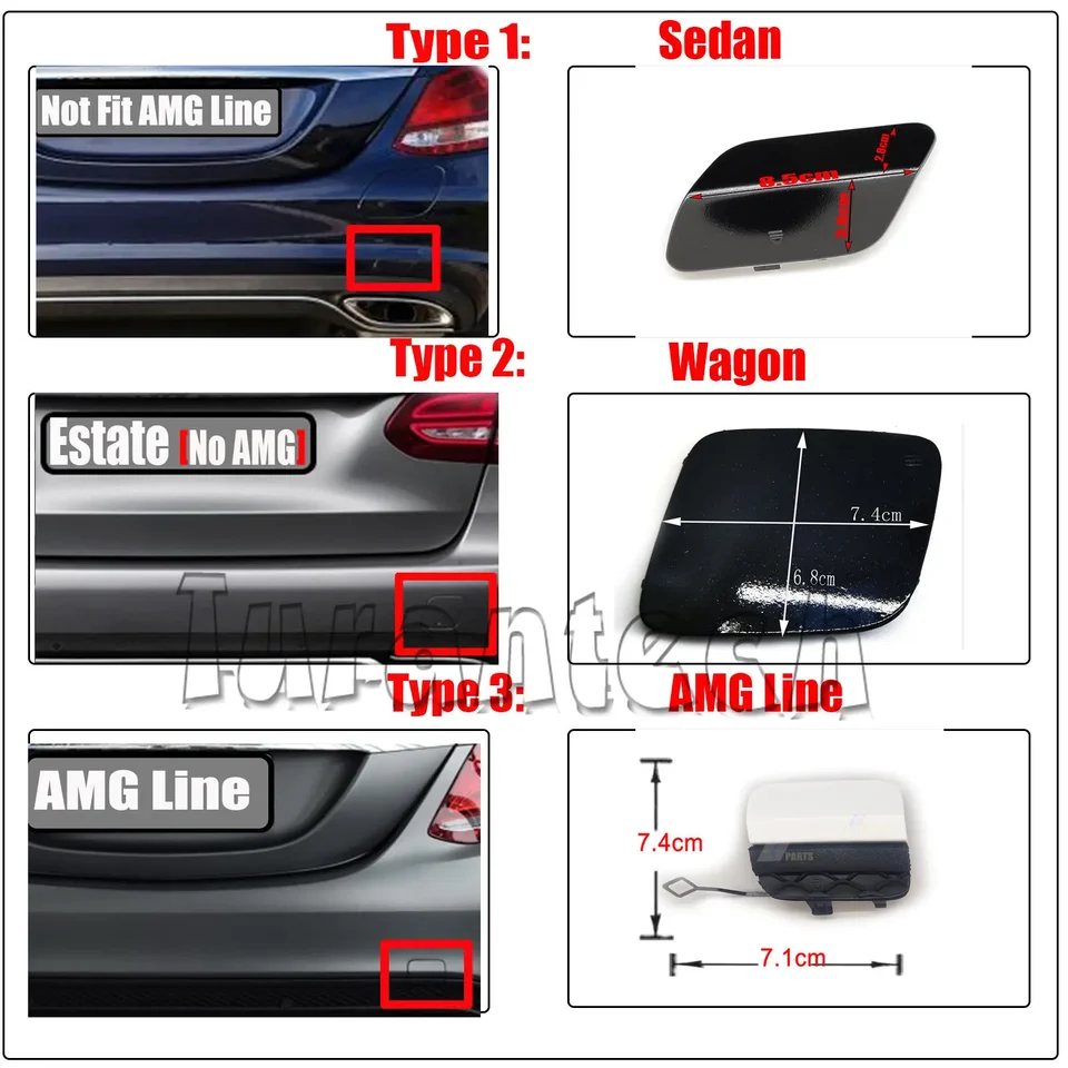 Zadný vlečný kryt pre 15-18 Mercedes Benz C Class W205 Sedan Wagon C180 C200 C220 C250 C300 C350 C450 C63