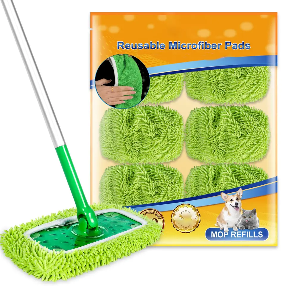 Zahustený elastický pás plochý mop handrička koralové fleece mikrovlákno nahradenie rotačných čistiacich podložiek pre kuchynské kúpeľňové náradie