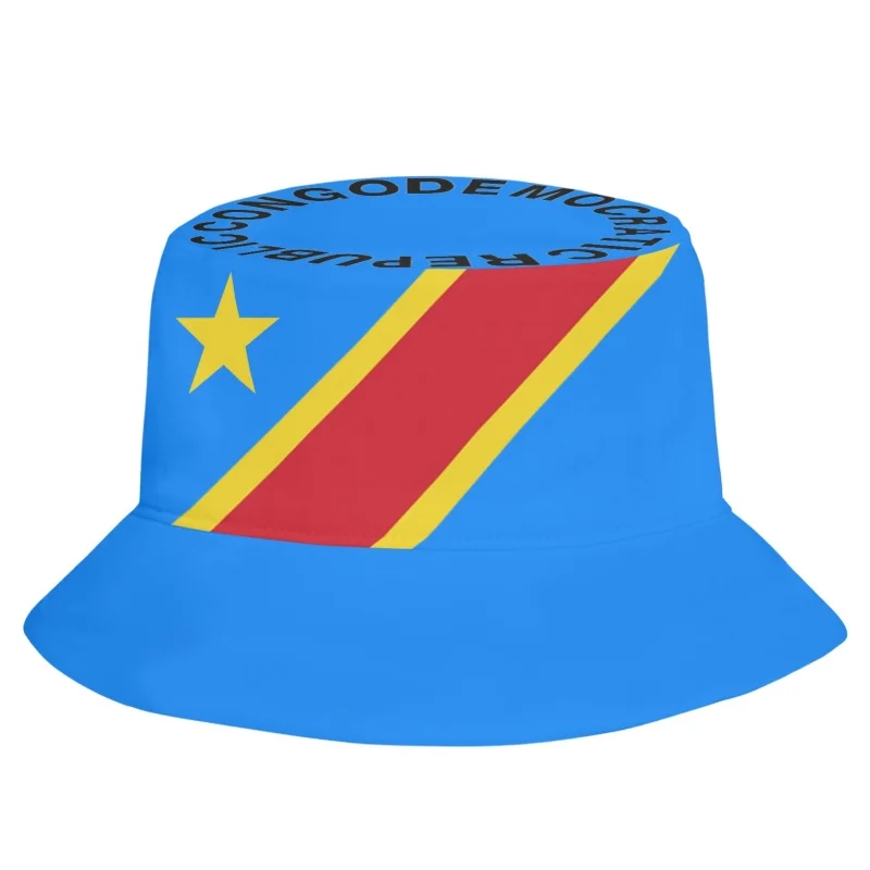 Zaire vedro klobúky na mieru Vyrobené menom logo logo Zar rybár Caps Country Kongo Republic French Kinshasa RDC vlajky hlavy