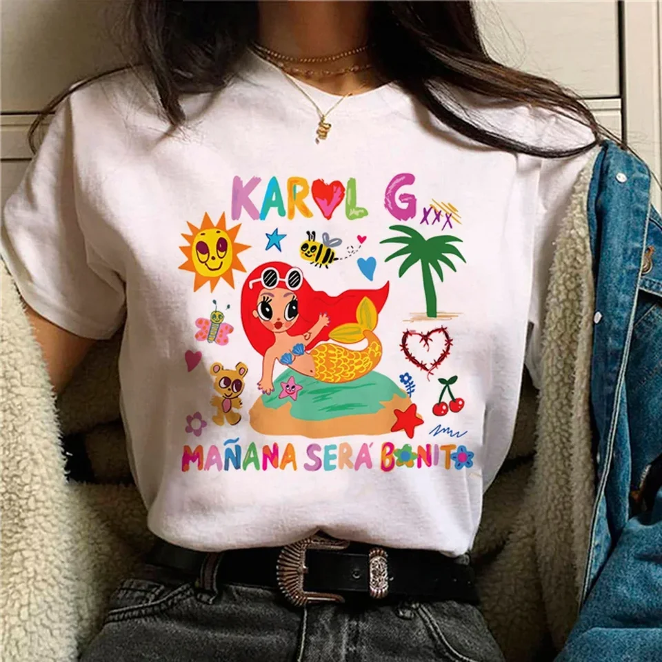 Zajtra Sera Nice Karol G Tee Women Comic Y2K Streetwear Top žena 2000 rokov Harajuku Anime Clothing