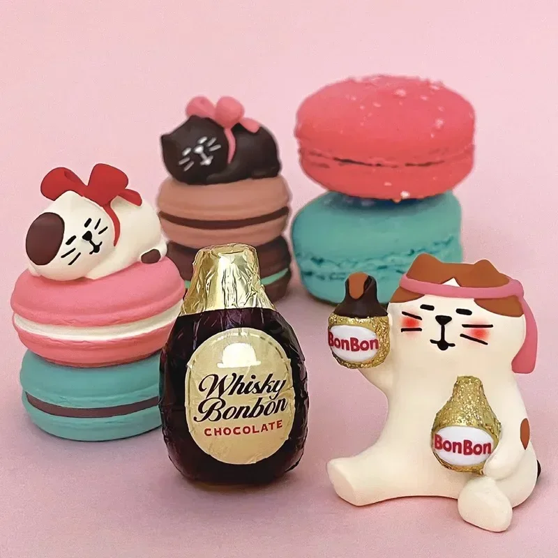 Zakka Lovely Chocolate Macaron Resin Figuríny dezert Series Kawaii Room Decor DIY scéna Cartoon Cookies Cookies pre knižnicu Deco