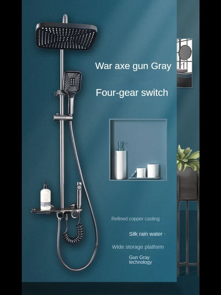 Zamieňaný vodopádový polica Kúpeľňa Kúpeľňa Faucet Digital Displace Set Secum, Meď kúpeľne Sady Kúpeľne doplnky