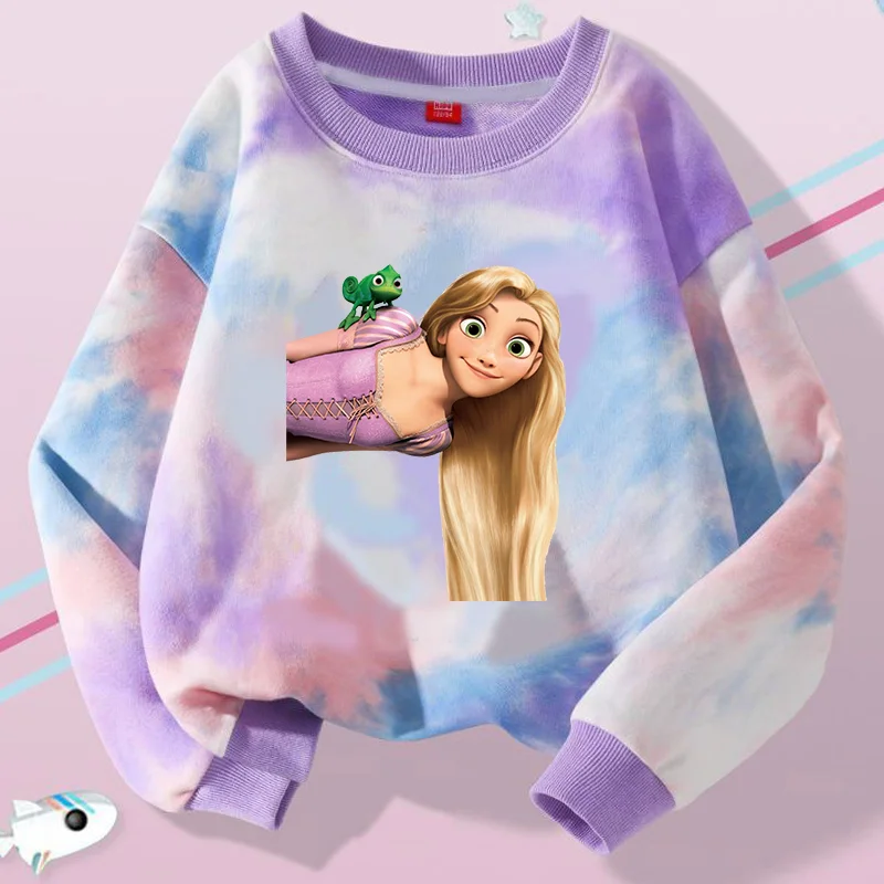 Zamotaná rapunzel princezná deti Tričko Tričko s dlhým rukávom Tops oblečenie detská košeľa Crewneck Girl Clothess Strover Blúzka Blúzka