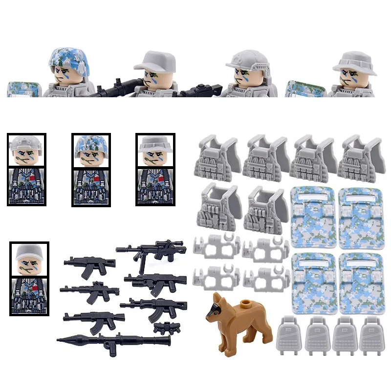 Zamykanie maskovania námorných zborov taktická vesta vojak Vojenské mesto Swat Guns MOC Building Building Mini bloky tehly figúrky hračky