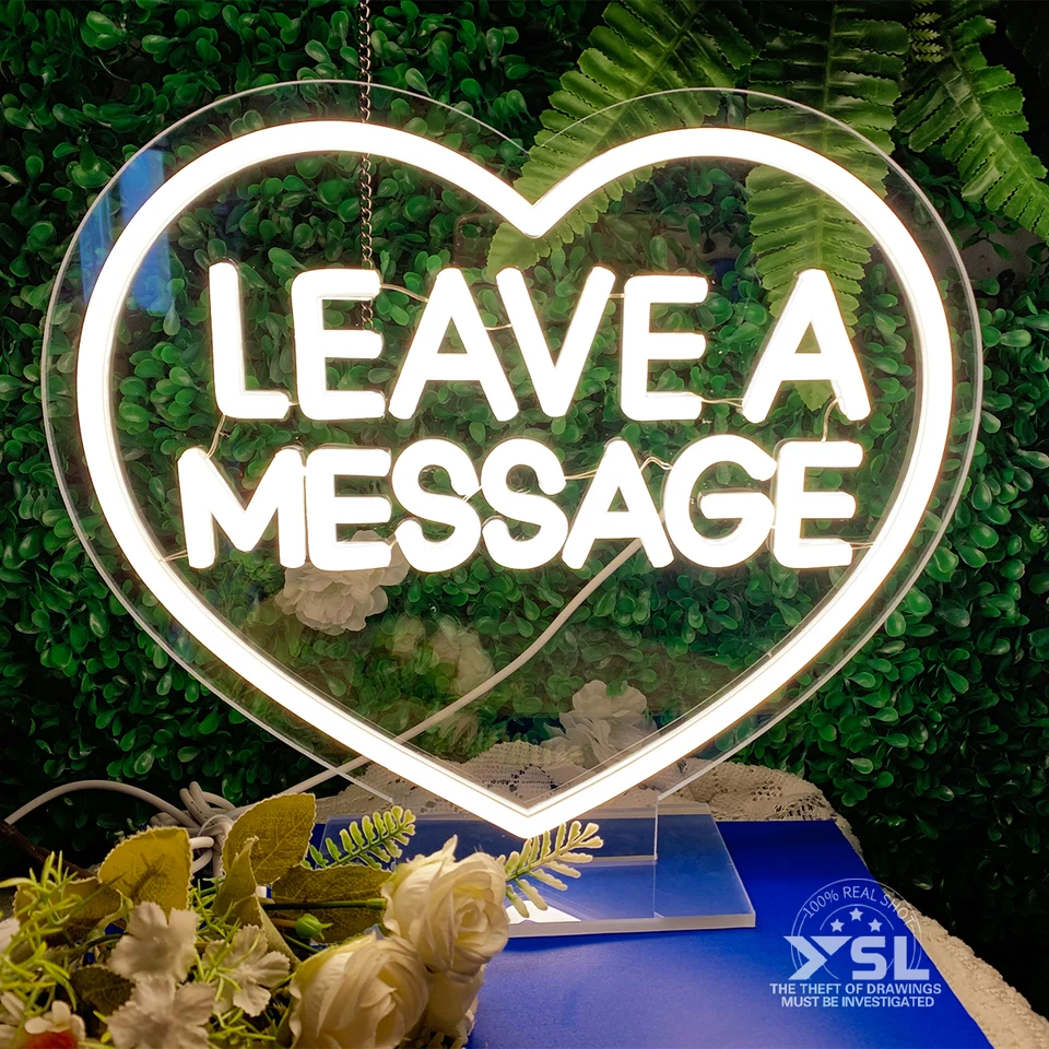 Zanechajte správu LED Neon Sign Custom Neon Led Sign Night Salon Room Decor Svadobná kniha Kniha dekorácie nástenná lampa USB Stlmenie