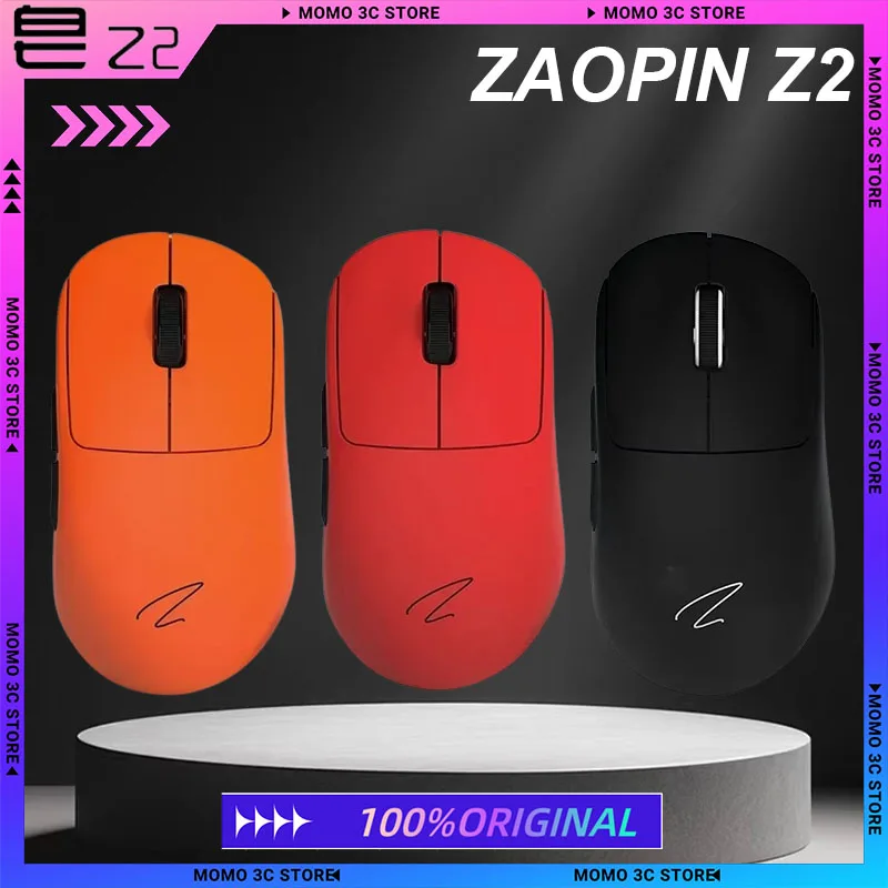 ZAOPIN Z2 4K Gaming Mouse Tri-režim bezdrôtového swatu Buletooth PAW3395 NORDIC 52840 Prispôsobené príslušenstvo pre micro prepínač PC Micro Switch