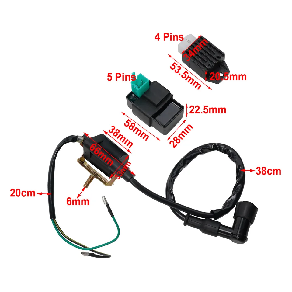 Zapaľovacia cievka 3pcs Bike CDI Box pre 110 ccm 125 ccm 140cc pre motocyklovú zapaľovaciu cenu Coil Pro Bike Trail Quad ATV