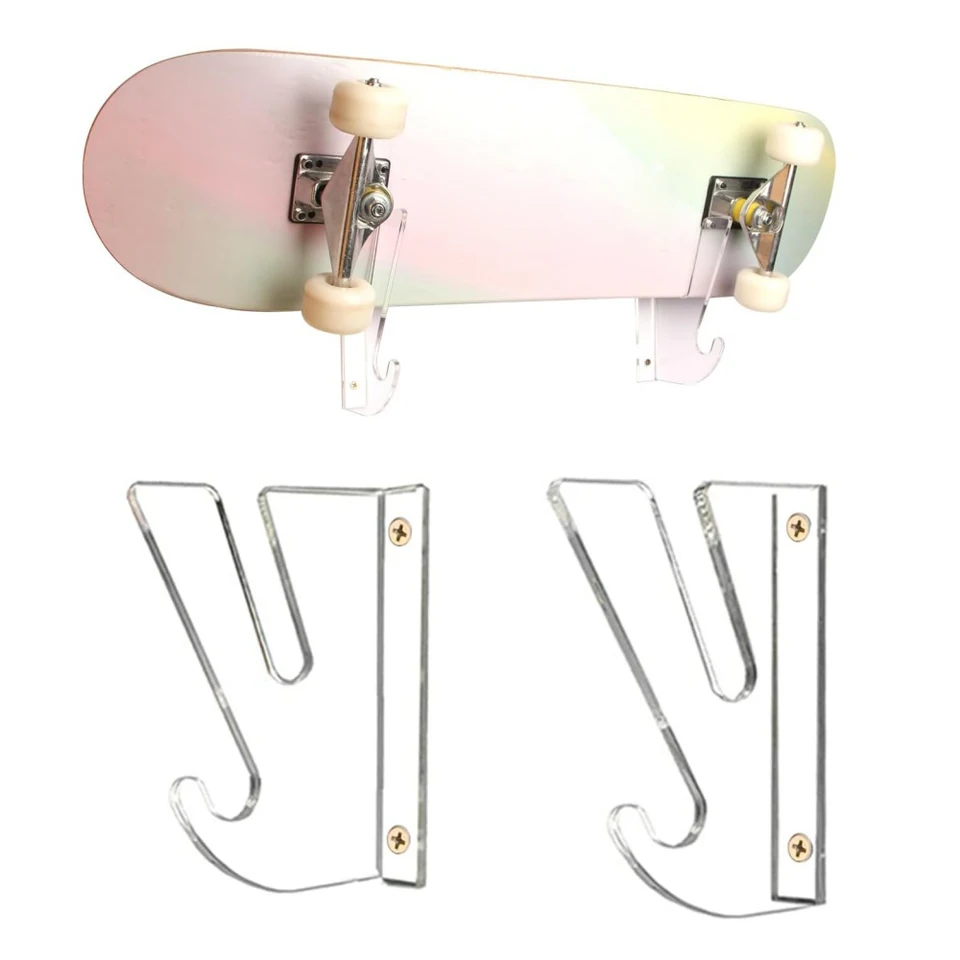 Zastrašený stojan na stenu pre skateboardy s úložnými háčikmi 2ks