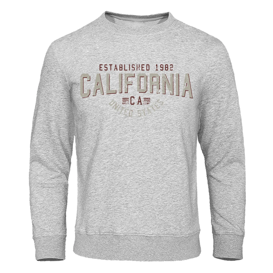 Zavedené 1982 Kalifornia Spojené štáty Men oblečenie 2023 Módna kapucňa Príležitostná posádka Mikina jesenná fleece Streetwear