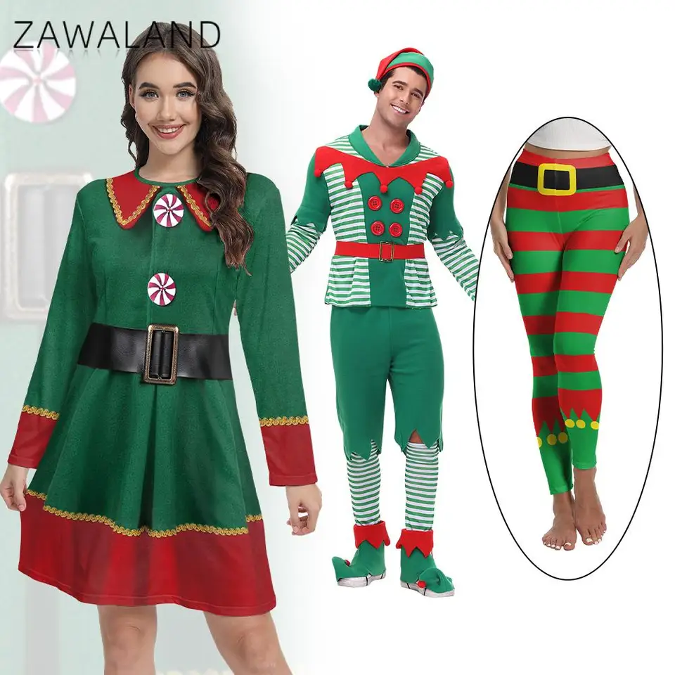 Zawaland vianočné rodinné oblečenie Nový rok vianočné kostýmy Elf Kostý