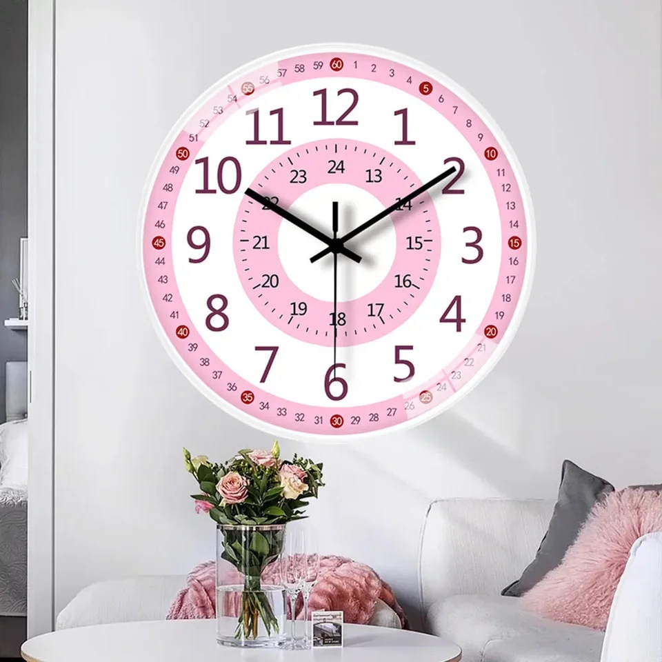 Začiatkom 8 palcov detské vzdelávanie digitálne 3D roztomilé nástenné hodiny obývacia izba Moderné deti okrúhle nástenné spálne