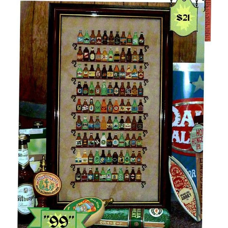 Zbierka AMISHOP-GOLD spočítala súpravu Cross Stitch, 99 fľaše pív na stene, zbierka fliaš vín