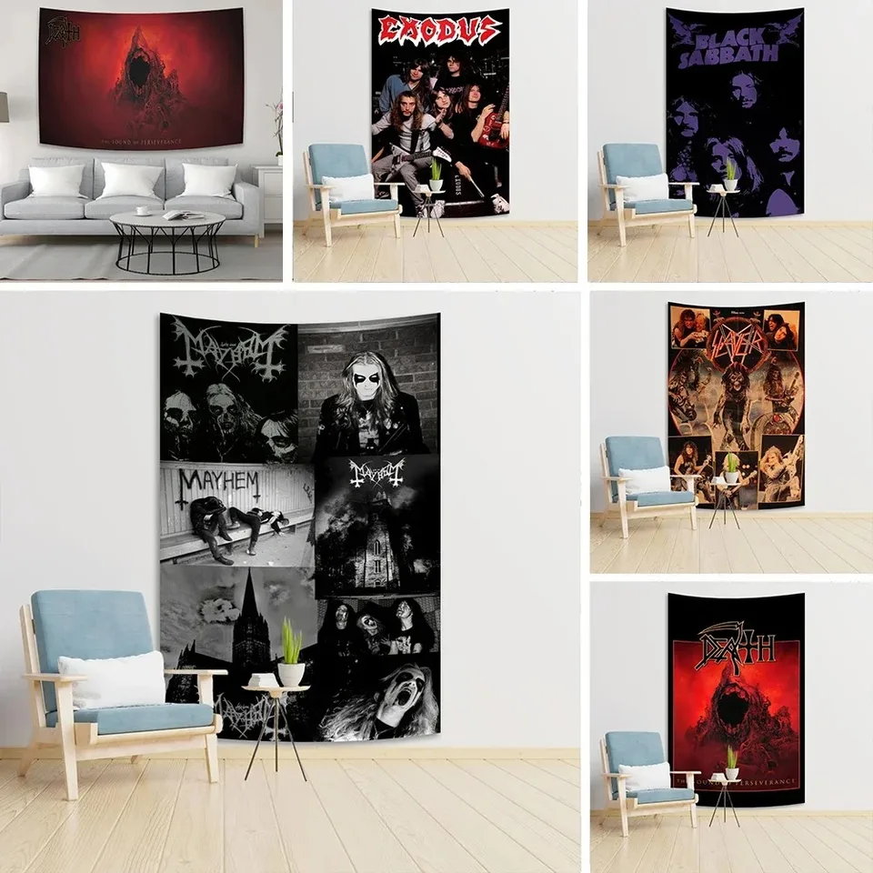 Zbierka metalovej rockovej skupiny Tapestry Polyester tlačený darčekový banner domov alebo vonkajšie pre dekoráciu úmrtia tapiséria