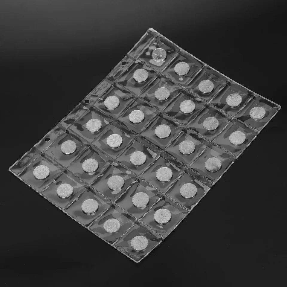 Zbierka peňazí album Casting Classic Coin Holder Sheet Mini Penny Coin Storage Albumy 20/30/42 Cockets Coins Collection Album
