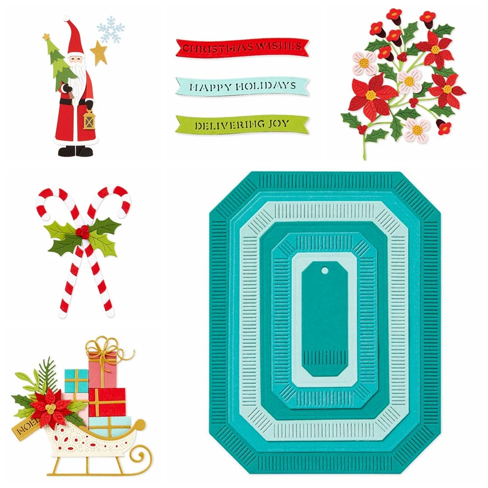 Zbierka sviatkov s kovovými sviatkami vianočné priania santa darček pre domácich majstrov album na výrobu scrapbooking remeslá šablón novú 2024