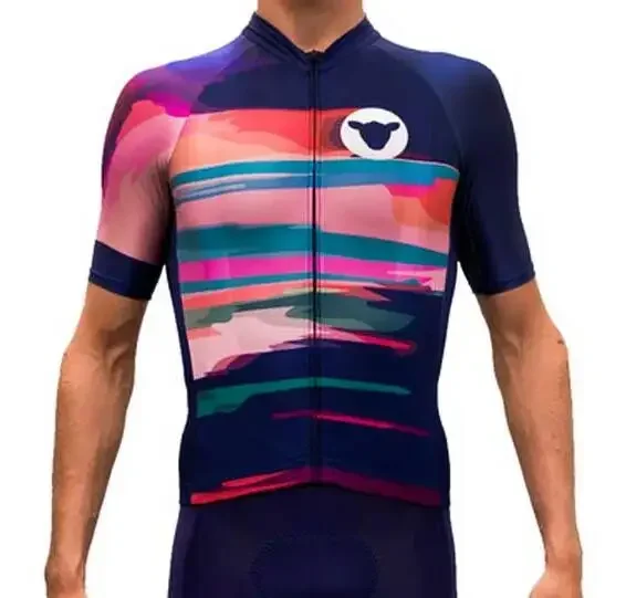 Zbierka čiernych oviec Cyklovanie Jersey Men s krátkym rukávom Summer Riding Bike Clothing Tops Maillot de Ciclismo Verano Pure Color