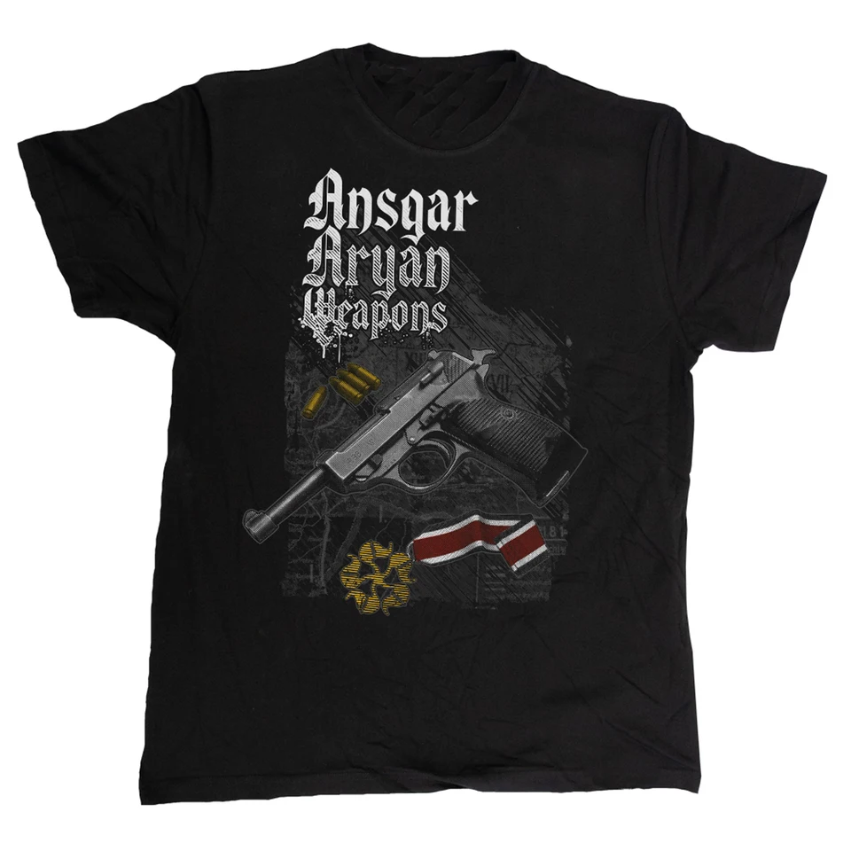 Zbraň Ansgar Aryan. Tričko Pištoľ z druhej svetovej vojny Walter P38. Letné bavlnené krátke rukávy O-Neck Pánske tričko Nové S-3xl