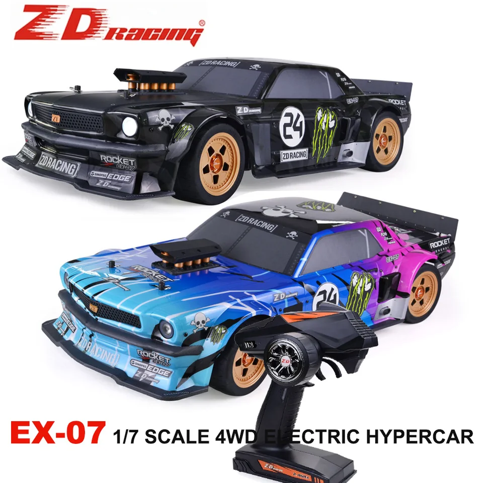 Zd Racing EX07 1/7 Stupnica 4WD RC vysokorýchlostné profesionálne ploché športové vozidlo Elektrické diaľkové ovládanie modelu pre dospelé deti deti Hračky