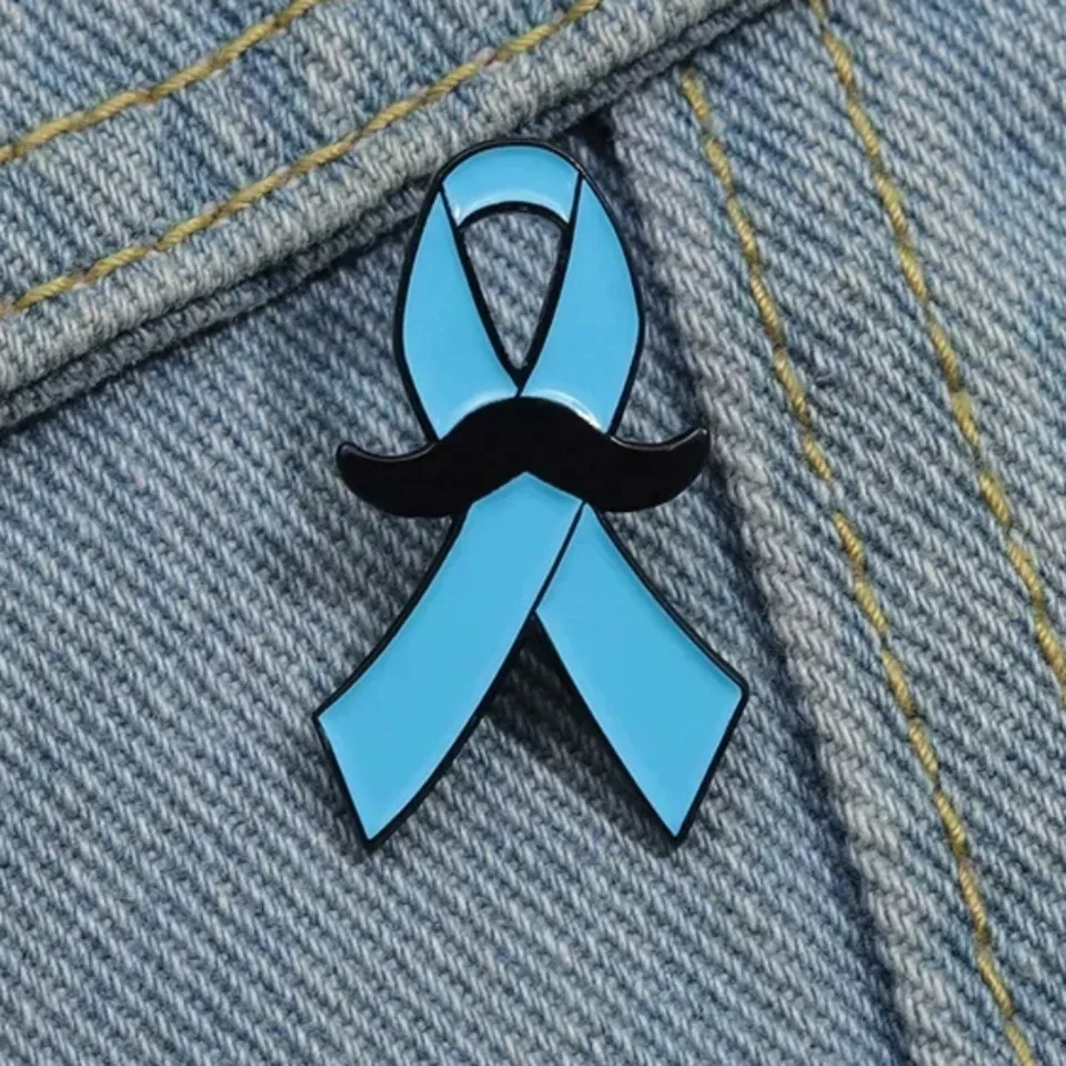 Zdravie povedomie o povedomí o rakovine prostaty odznak modrej stuhy fúzy klopne klop pin brošňou veľkoobchod