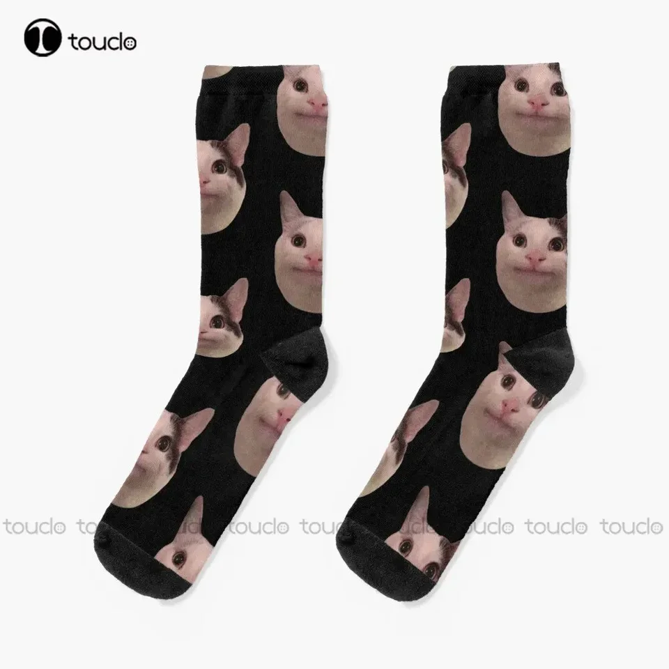Zdvorilé mačiatko Cats ponožky muži personalizované vlastné unisex dospelé dospelé dospievajúce mládežnícke skateboardové ponožky vlastný darček vtipný