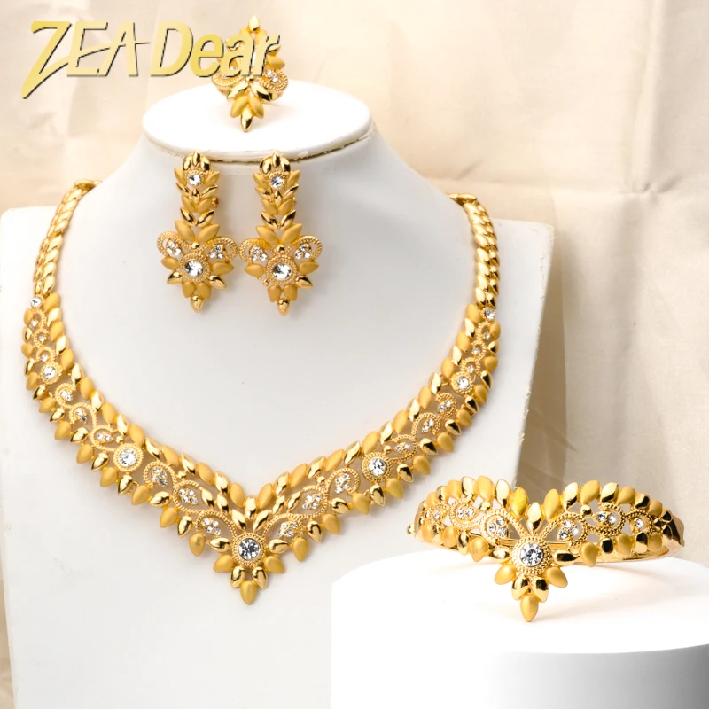 Zeadear šperky set senior luxusné ženy šperky Saudské 18k zlaté laku lacné svadobné africké šperky sada zásnubné darček