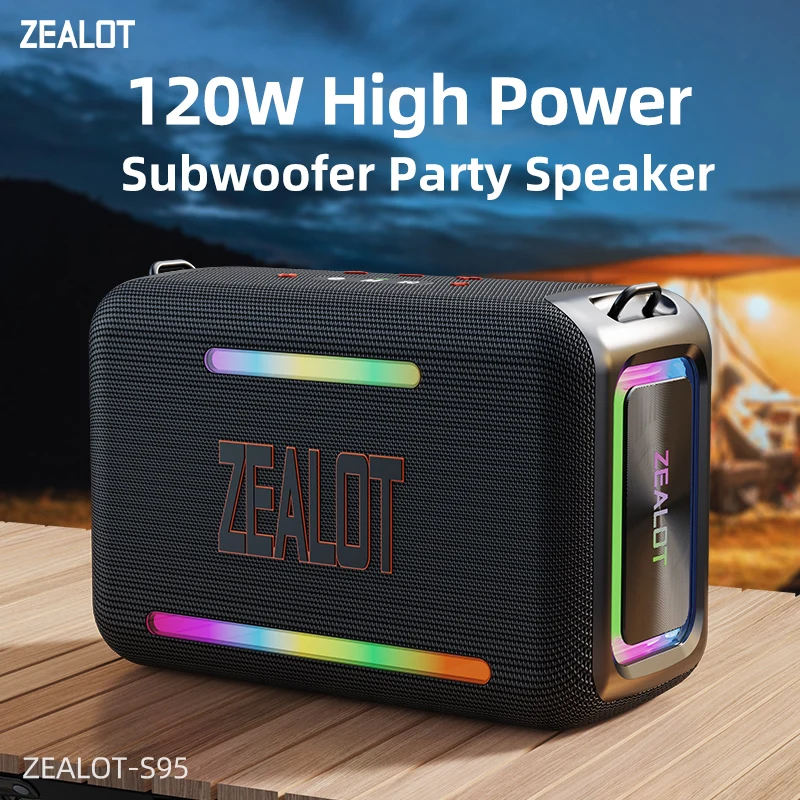 ZEENOT S95 120W RGB Prenosné reproduktory Bluetooth, Masívne basové večierky Boombox IPX6 Vodotesný reproduktor Veľký, hlasný vonkajší reproduktor
