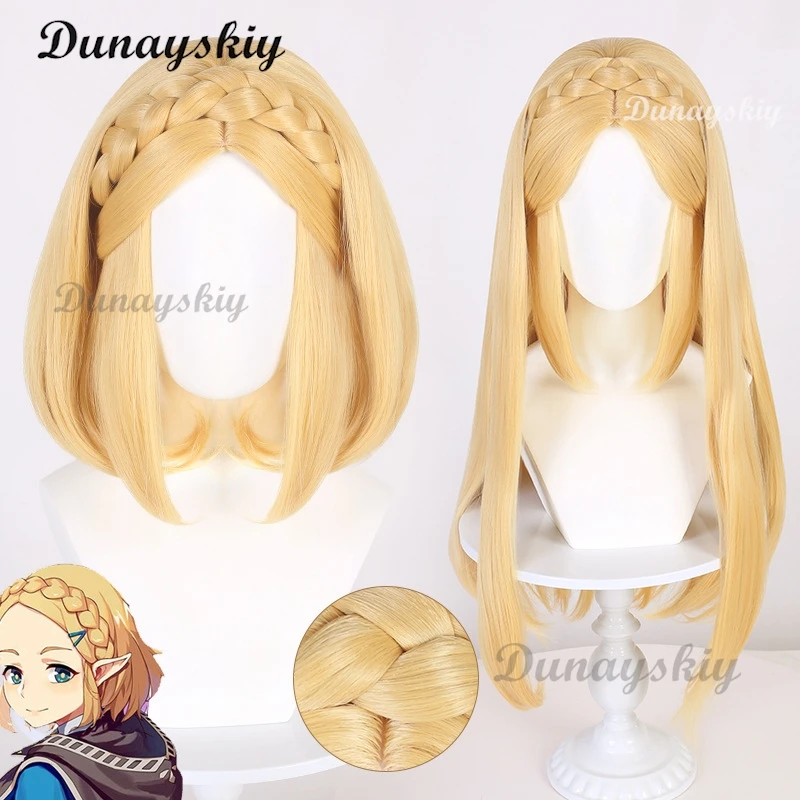 Zelda parochňa Princezná Cosplay parochňa 35 cm/72 cm Zlatého žltého vrkoča Cosplay anime Hair tepelne odolné syntetické parochne