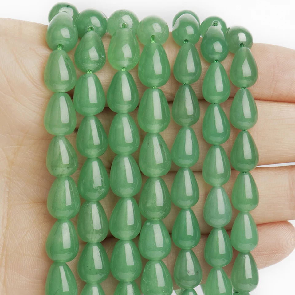 Zelená chalcedónia 9x6mm 10x7mm vodné tvary korálky pre šperky Výroby DIY náušnice Náušnice Krsové doplnky