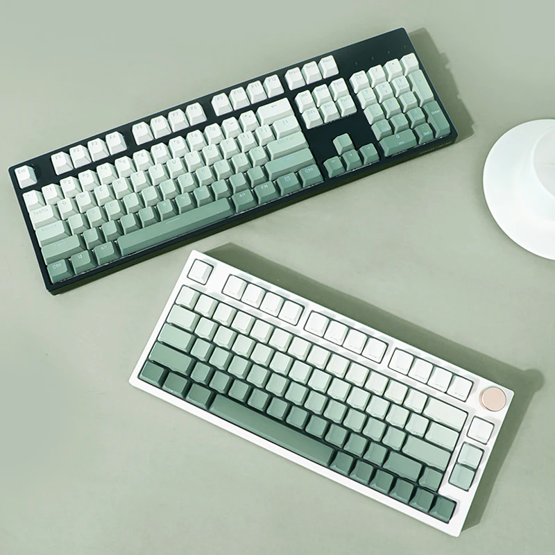 Zelená gradient Gradient Keycap Dip Dye Doumleshots PBT pre klávesnicu 87 TKL 104 ANSI XD64 BM60 XD68 CSTC75 BM87 BM65 CSTC75 VN96