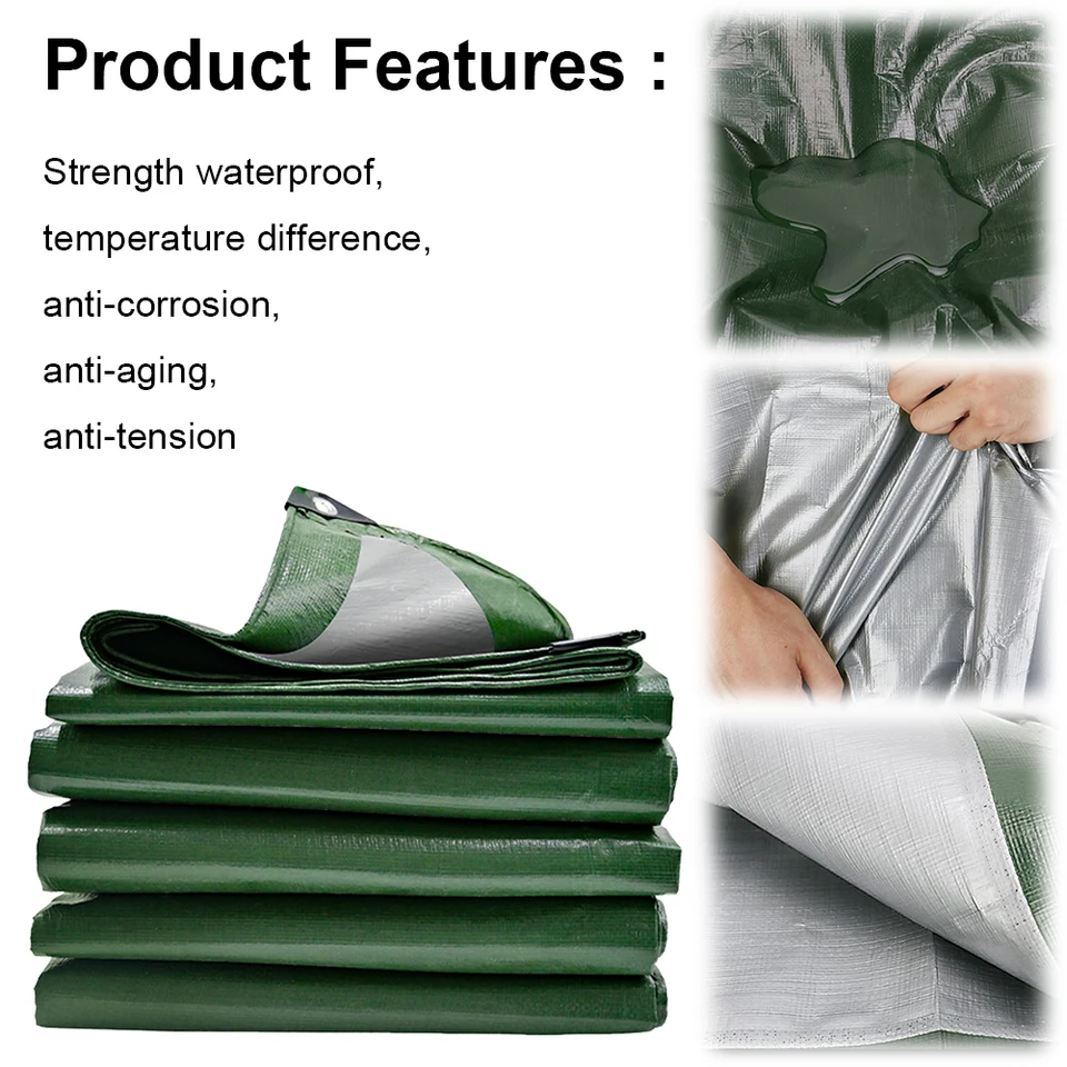 Zelená plachta nepremokavá viacúčelová ochranná krytňa opaľovací krém All Cancel Tarp Cover 6x10/10x13/13x16 stôp vysoká plachta