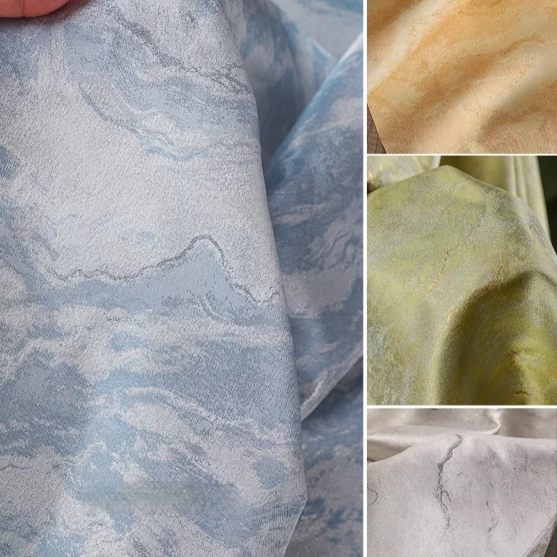 Zelená žltá modrá ľadová prasklina pozlátená jacquard textúra čínsky štýl qipao koní sukňový sukňový dizajnér dizajnér