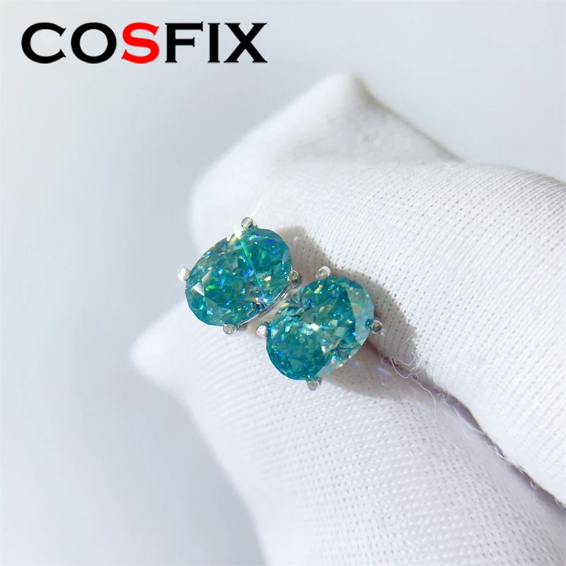 Zelené 0,5-2ct Oval Cut Moissanite Stud Cuitch pre ženy 2023 Trend Dámske náušnice 925