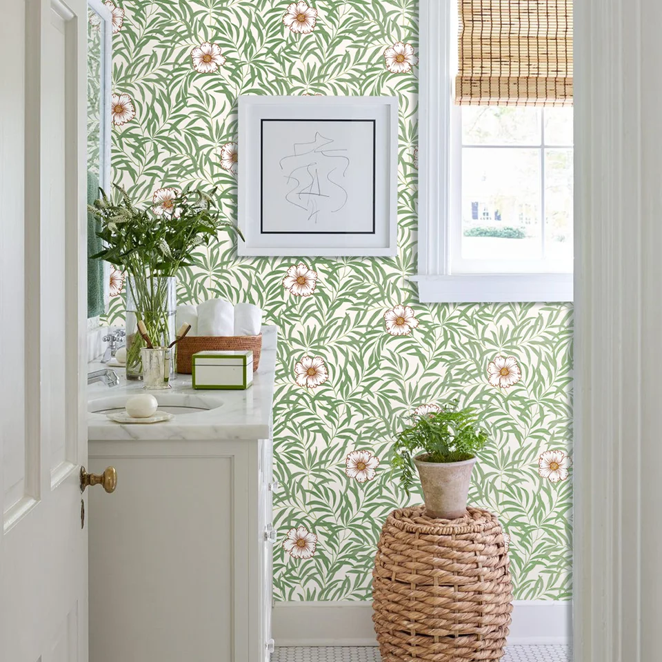 Zelené listy Peel and Stick tapety Chic Self Adhesive Vinyl Obývacia izba dekorácia čerstvá vetva vodotesná nálepka nábytku