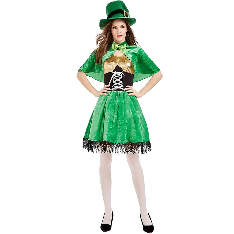 Zelené ozdobné šaty St Patrick Day šaty oktoberfest pivo Dámsky kostým