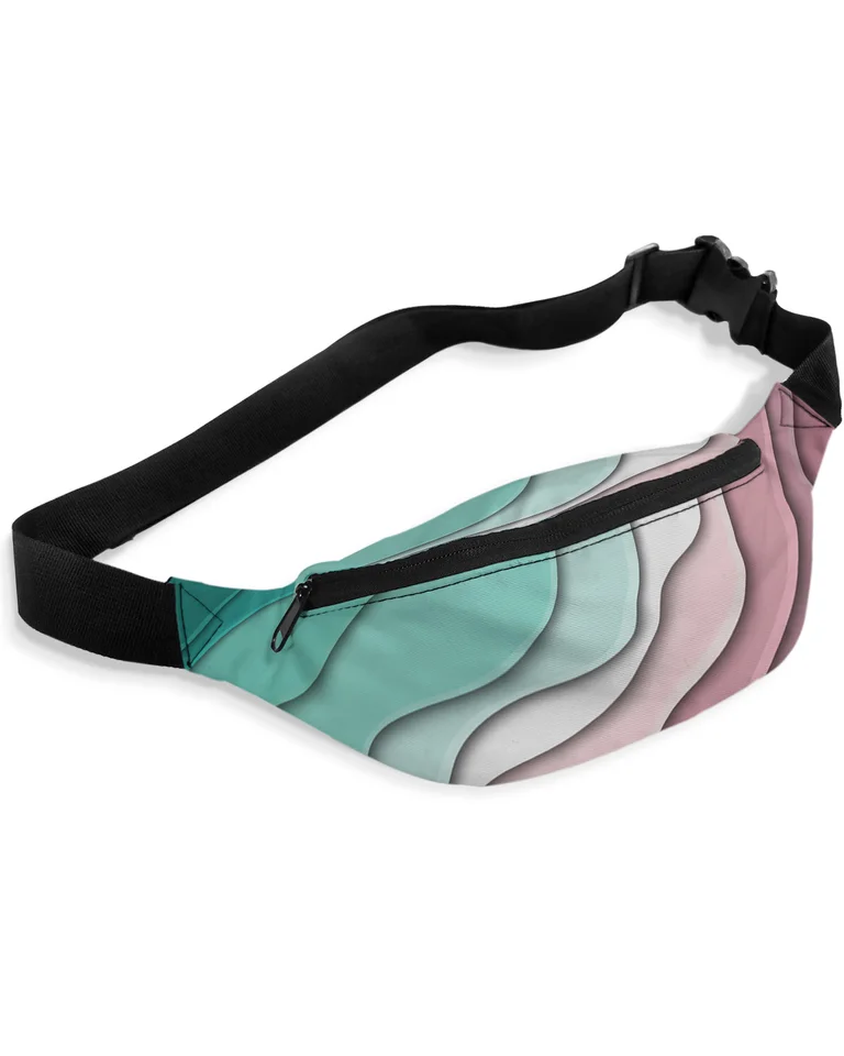 Zelený gradient tmavo červené moderné geometrické tašky pre pása pre ženy cestujú po ramene krížové vrecká na hrudi